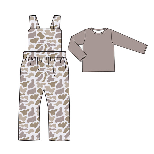 (Pre-order)BLP0971 Gray Top Camo Jumpsuit Boys Fall Clothes Set