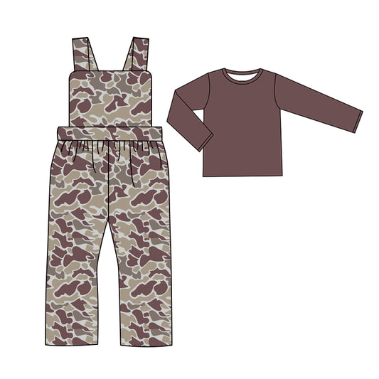 (Pre-order)BLP0972 Brown Top Camo Jumpsuit Boys Fall Clothes Set