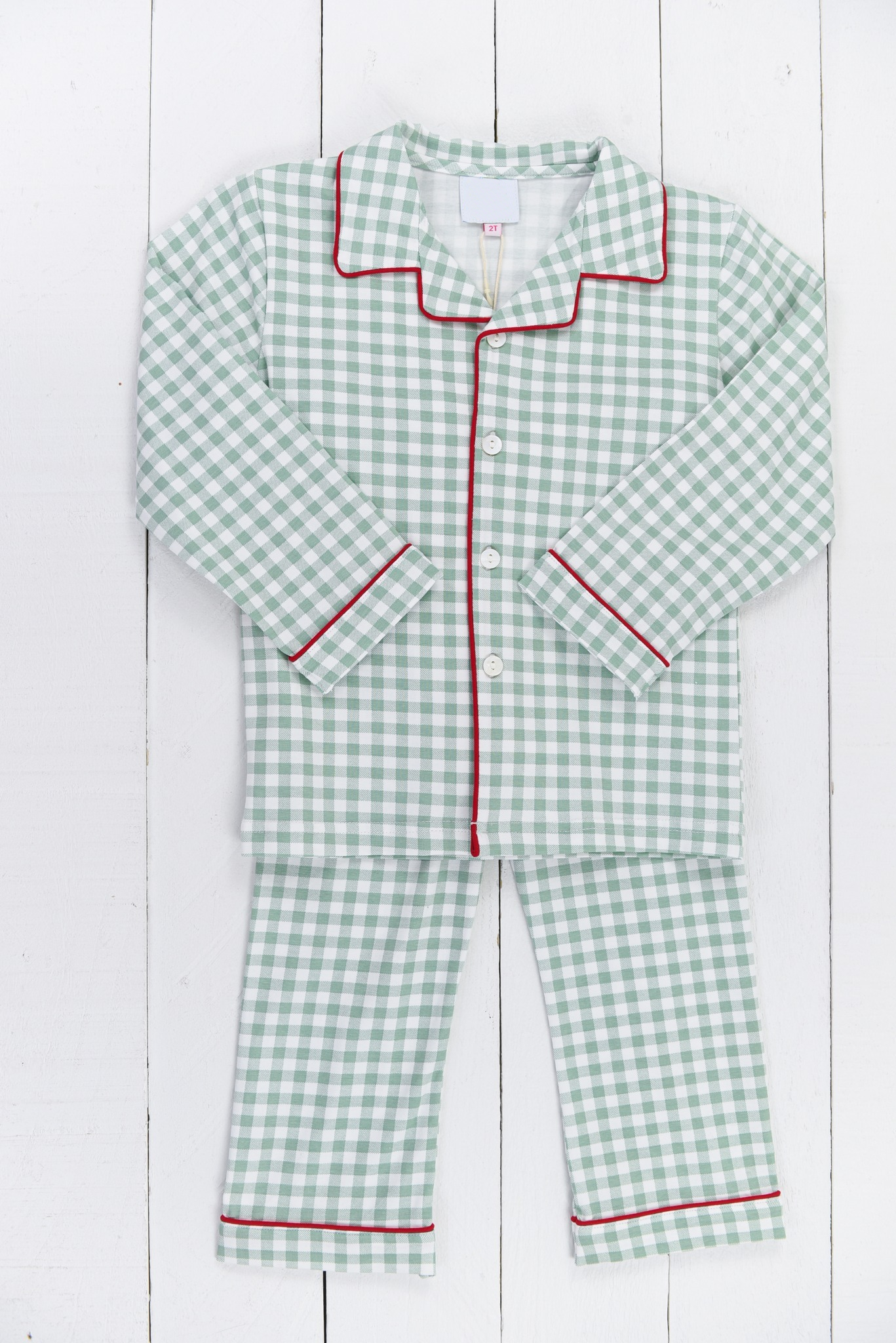 (Pre-order)BLP0981 Green Plaid Print Boys Christmas Pajamas Clothes Set