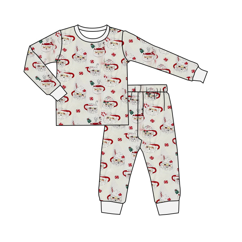 (Pre-order)BLP0986 Santa Cup Print Boys Christmas Pajamas Clothes Set