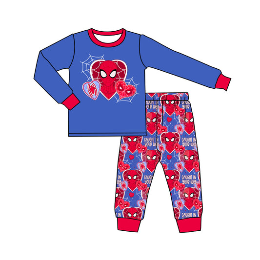 (Pre-order)BLP0997 Cartoon Spider Heart Print Boys Valentine's Day Clothes Set