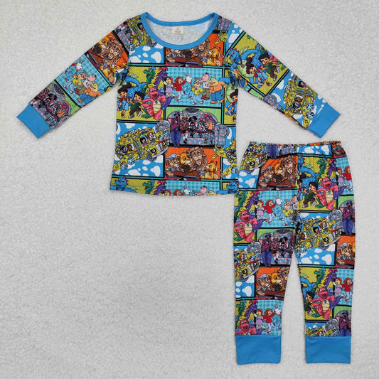 BLP1009 Magic Cartoon Bus Print Kids Bamboo Pajamas Clothes Set