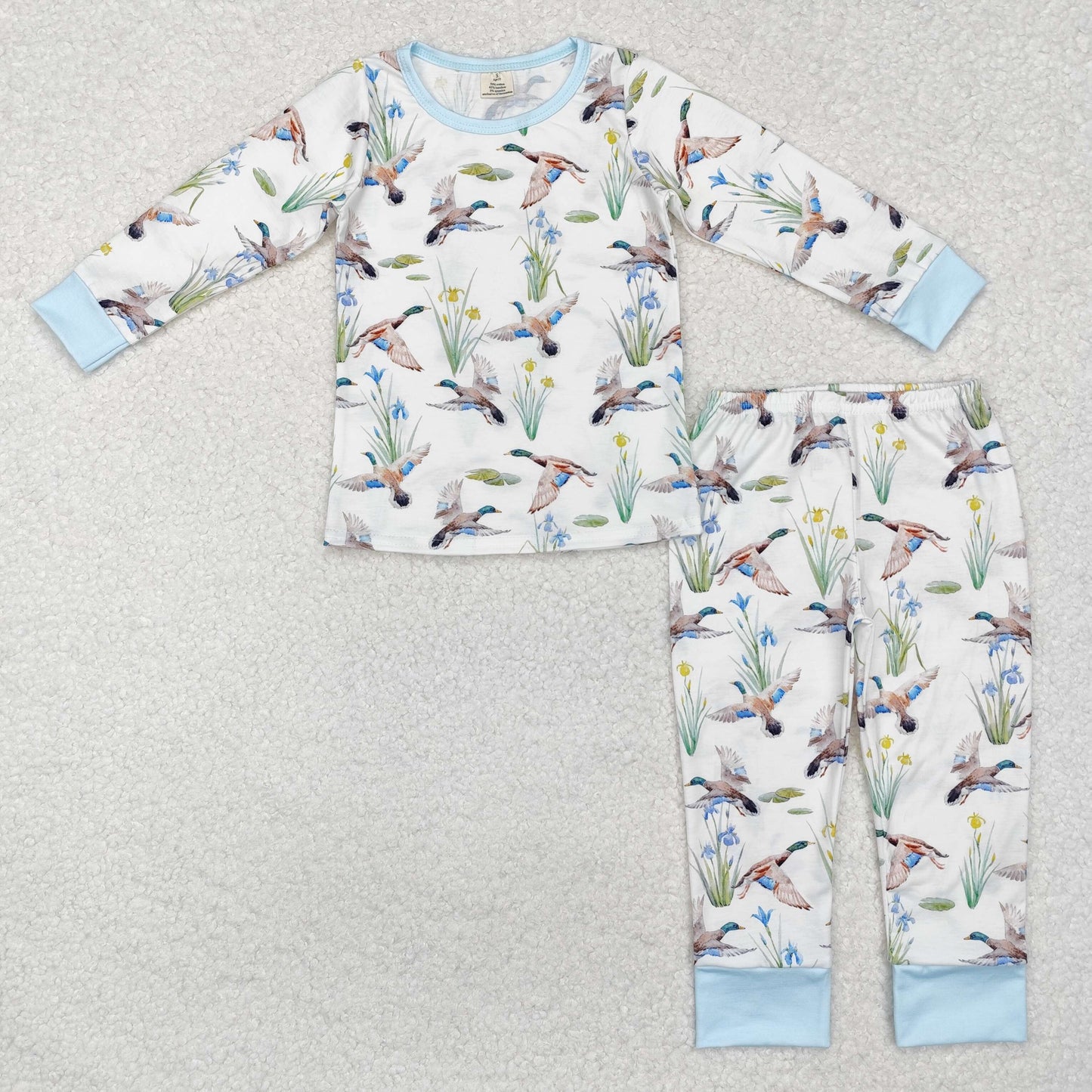 BLP1034 Duck Print Boys Bamboo Pajamas Clothes Set