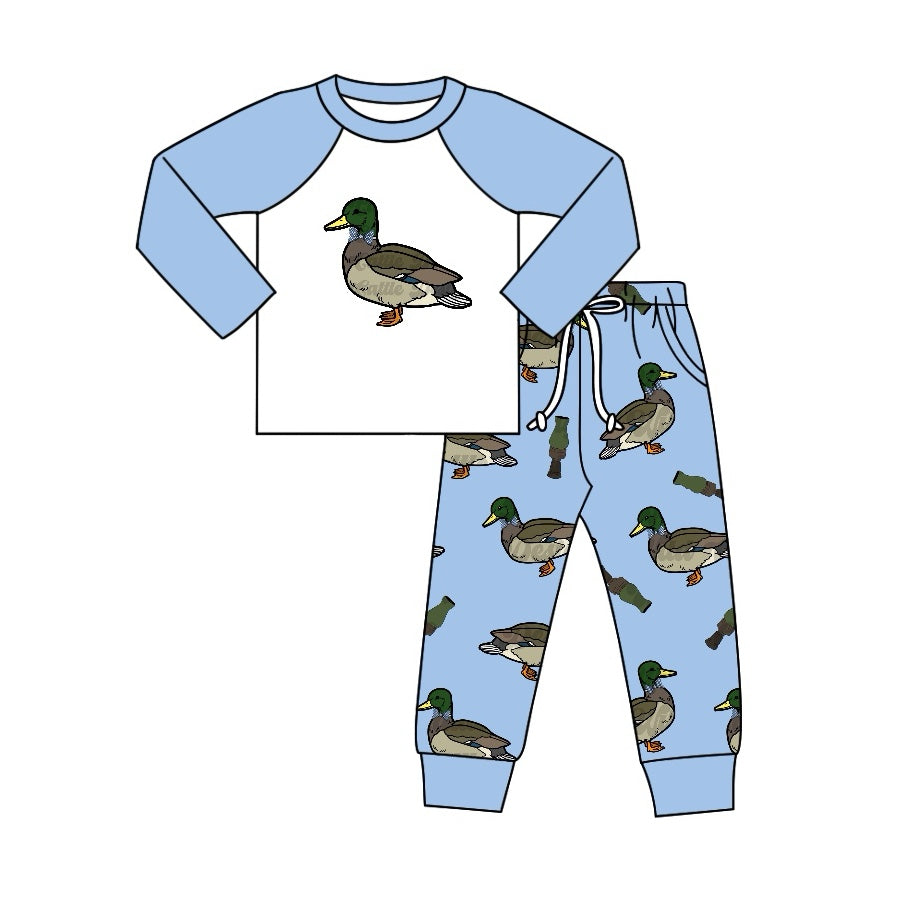 (Pre-order)BLP1036  Duck Blue Top Pants Boys Clothes Set