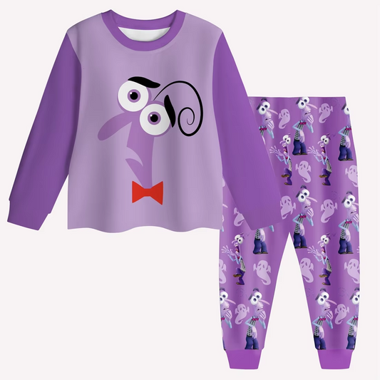 (Pre-order)BLP1050 Cartoon Figure Inside Out Purple Print Kids Pajamas Clothes Set