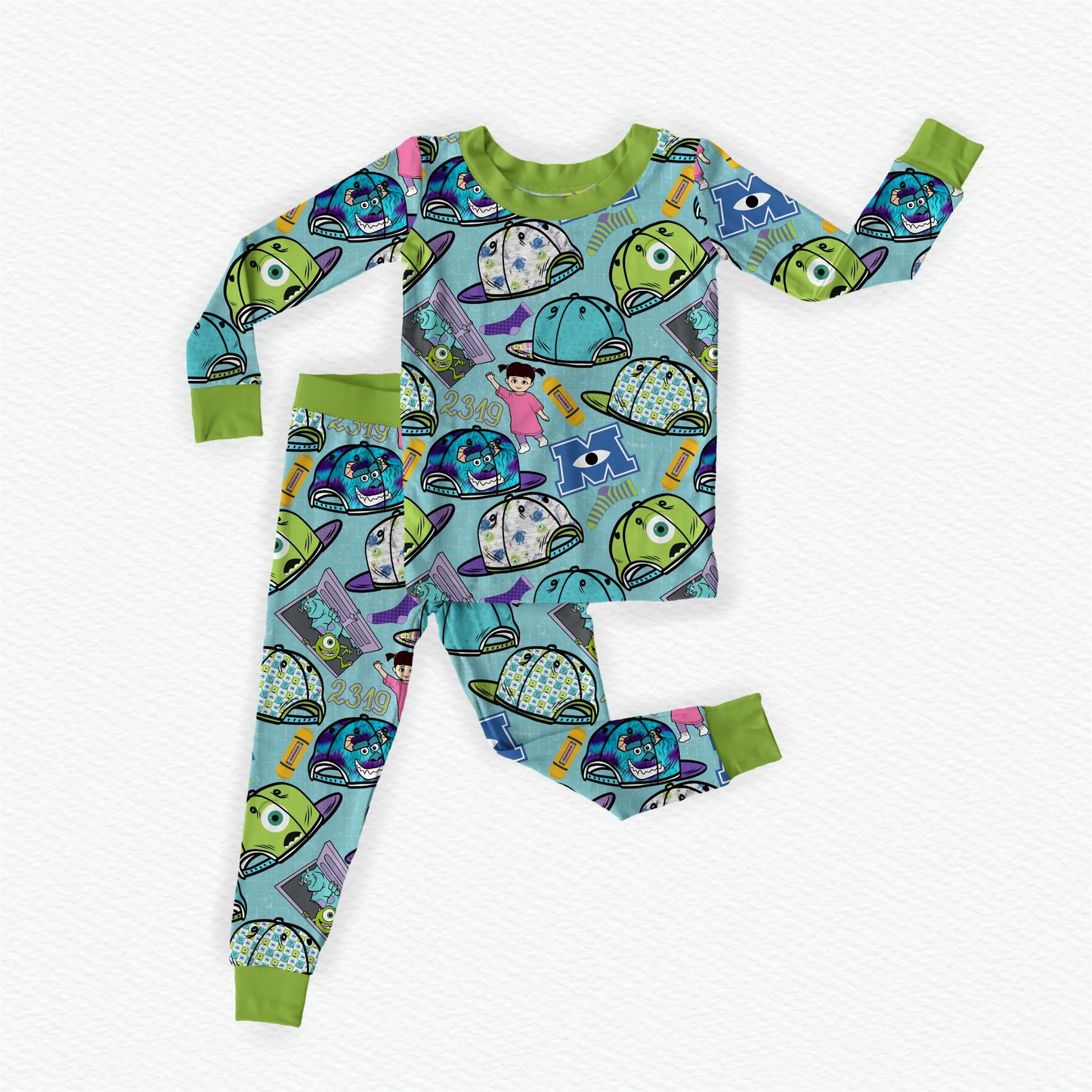 (Pre-order)BLP1056 Cartoon Monster Print Kids Pajamas Clothes Set