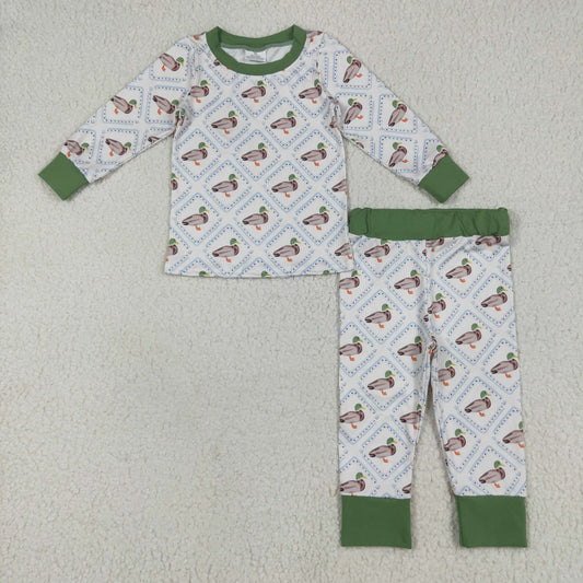BLP1086 Duck Print Boys Fall Pajamas Clothes Set