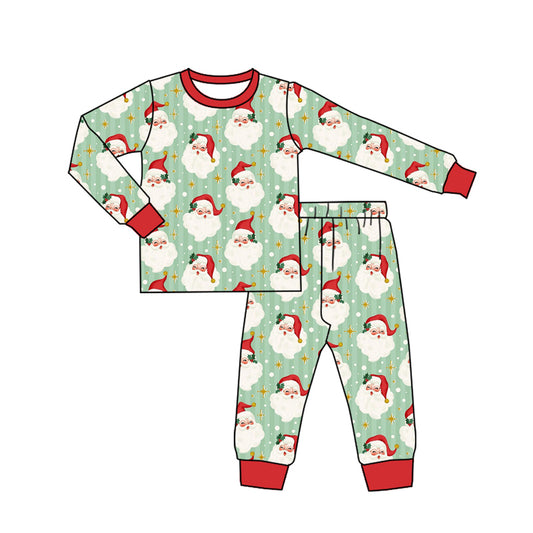 (Pre-order)BLP1088 Santa Print Boys Christmas Pajamas Clothes Set