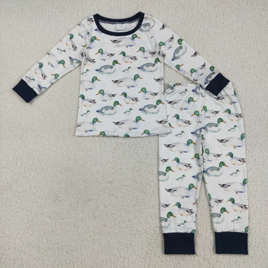 BLP1121 Duck Print Boys Fall Pajamas Clothes Set