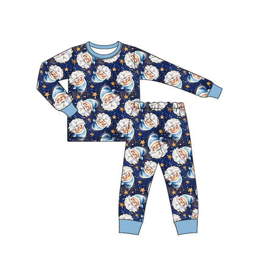 (Pre-order)BLP1149 Santa Stars Print Boys Christmas Pajamas Clothes Set