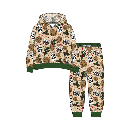 (Pre-order)BLP1156 Cookie Milk Holly Hoodie Top Pockets Pants Boys Christmas Clothes Set
