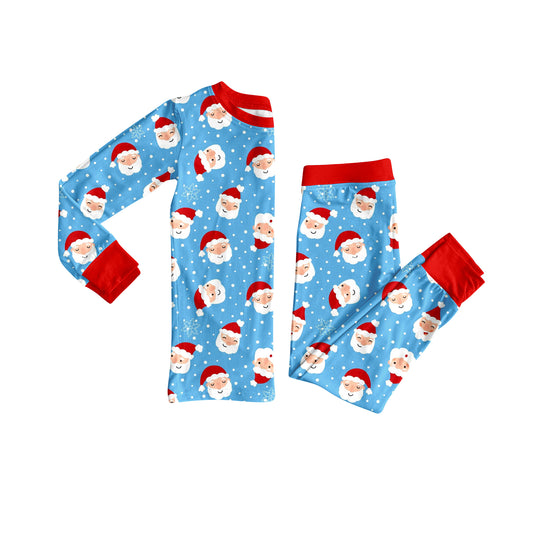 (Pre-order)BLP1158 Santa Blue Print Boys Christmas Pajamas Clothes Set