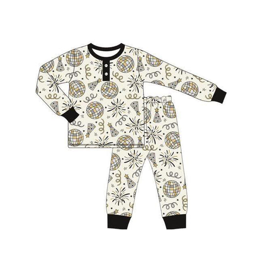 (Pre-order)BLP1166 Happy New Year Print Boys Pajamas Clothes Set