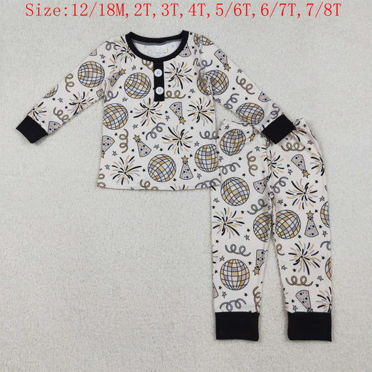 BLP1166 Happy New Year Print Boys Pajamas Clothes Set