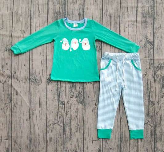 (Pre-order)BLP1168 Santa Top Stripes Pants Boys Christmas Clothes Set