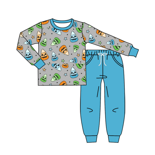 (Pre-order)BLP1180 Candy Stars Top Pockets Pants Boys Halloween Clothes Set