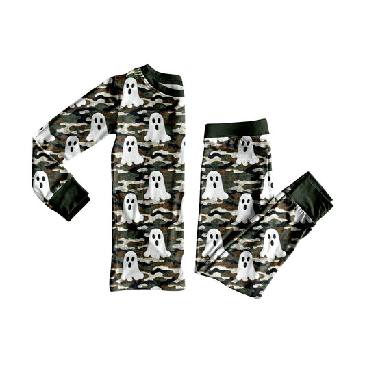 (Pre-order)BLP1185 Spooky Camo Print Boys Halloween Pajamas Clothes Set