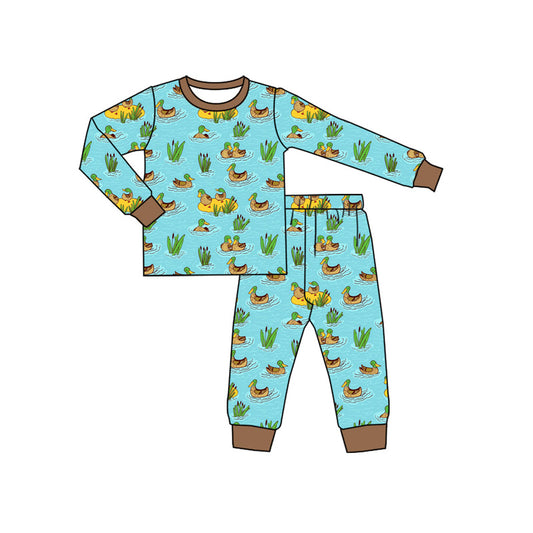 (Pre-order)BLP1208 Duck Print Boys Fall Pajamas Clothes Set