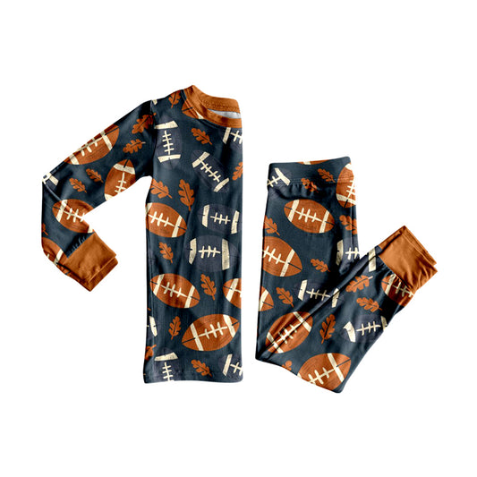 (Pre-order)BLP1263 Football Leaf Print Kids Fall Pajamas Clothes Set