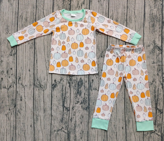 (Pre-order)BLP1222 Pumpkin Print Boys Fall Pajamas Clothes Set