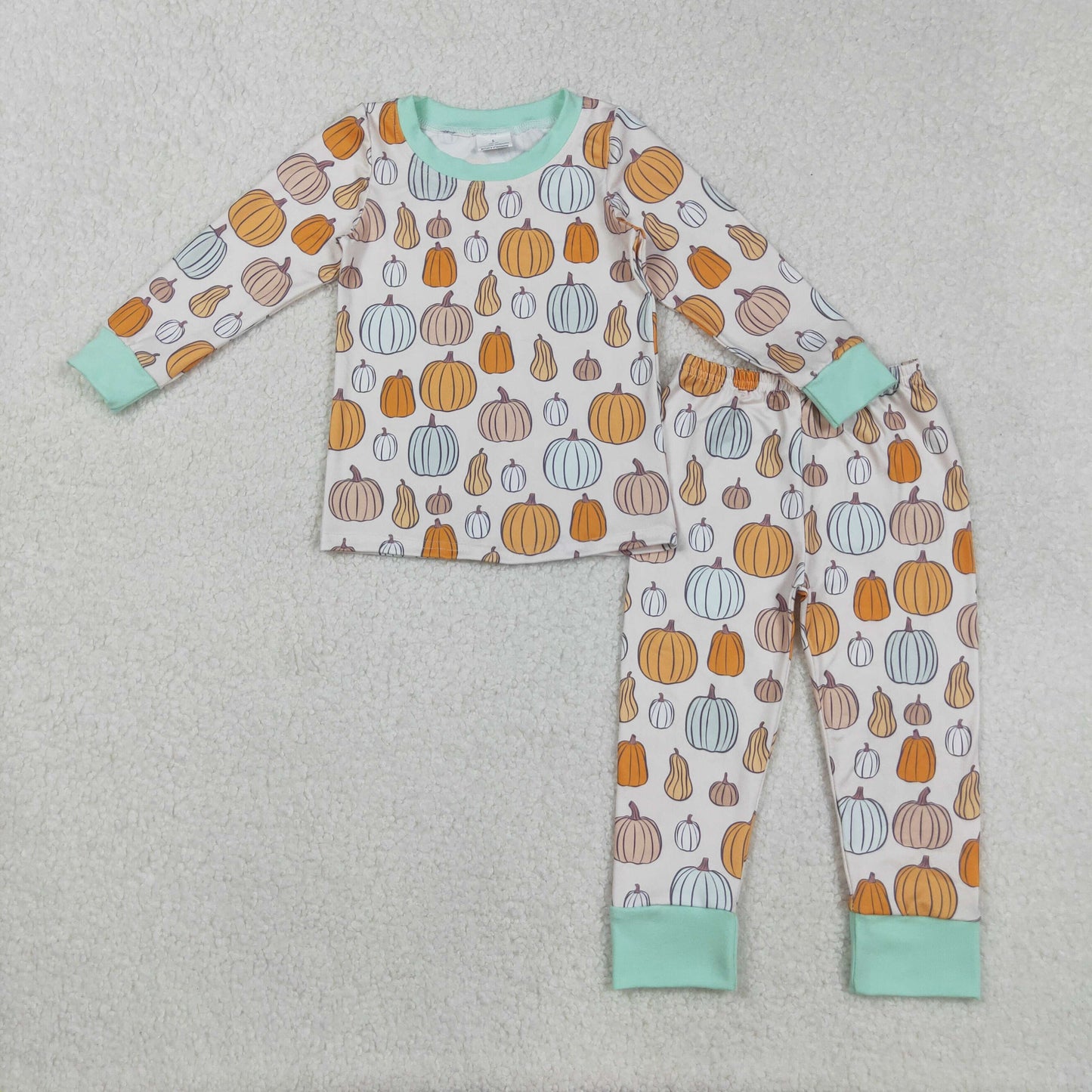 Pumpkin Print Kids Fall Pajamas Matching Clothes
