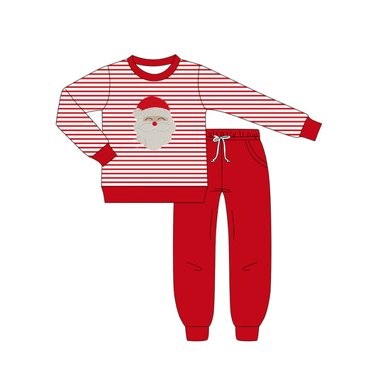 (Pre-order)BLP1223 Santa Stripes Top Red Pockets Pants Boys Christmas Clothes Set
