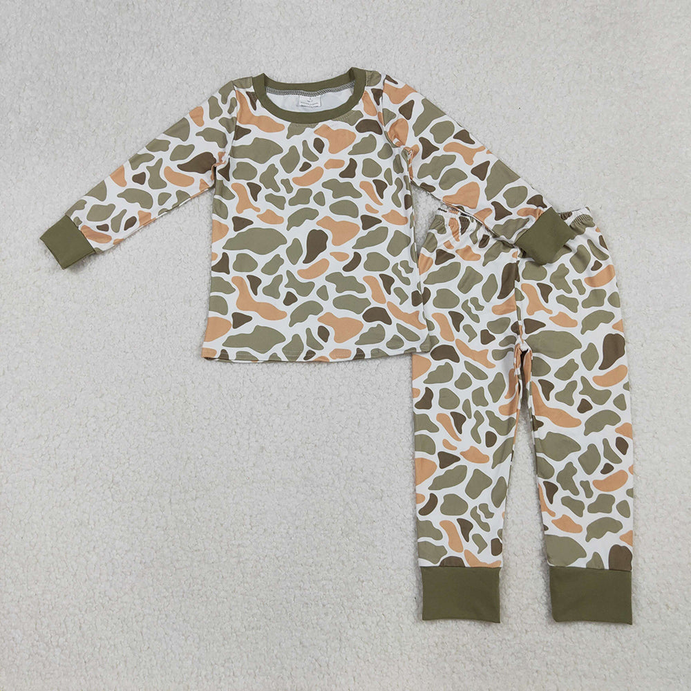 Camo Print Boys Fall Pajamas Outfits Brothers Wear