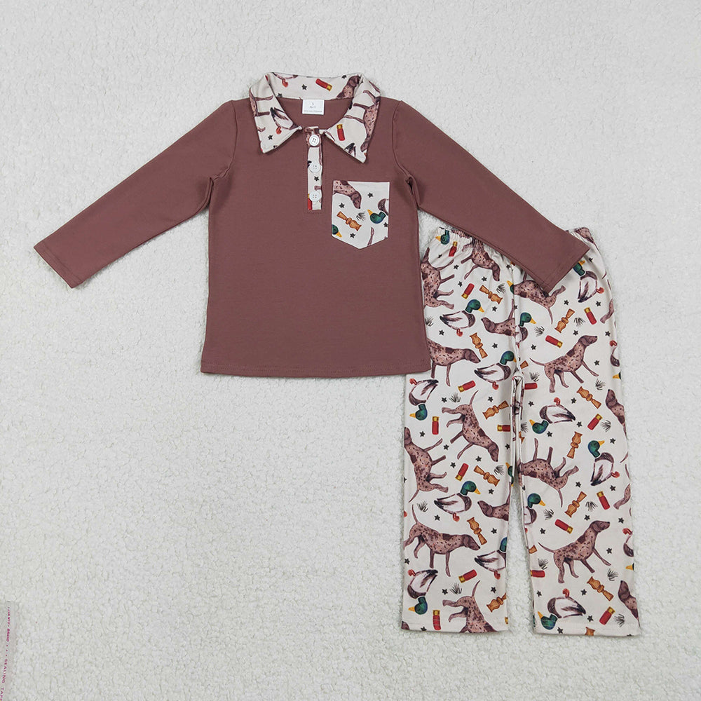 Camo Duck Hunting Print Pullover Top Boys Fall Outfits Brothers Wear