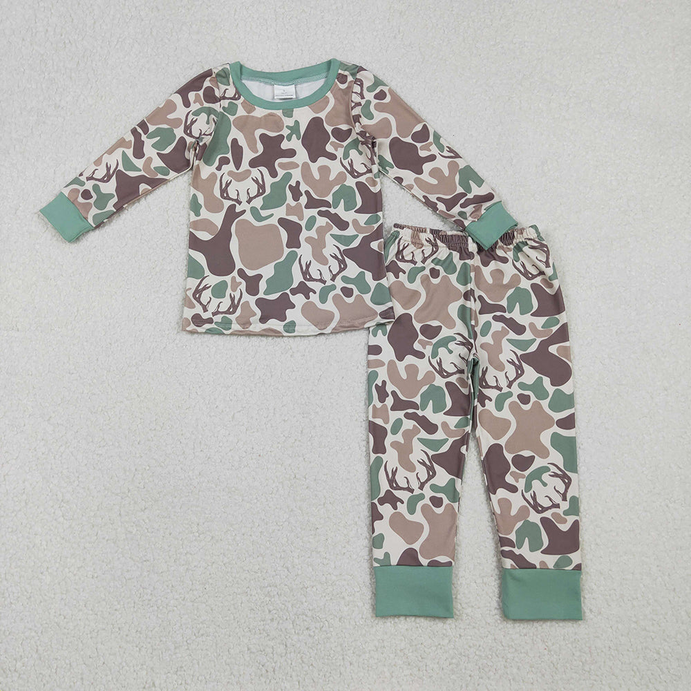Camo Print Boys Fall Pajamas Outfits Brothers Wear