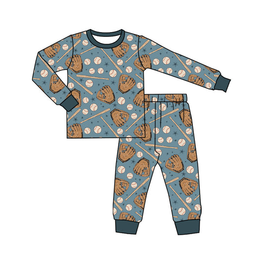 (Pre-order)BLP1247 Baseball Print Boys Fall Pajamas Clothes Set