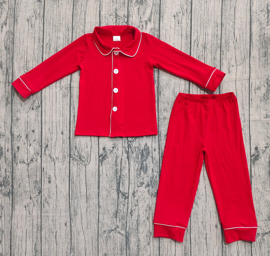 BLP1267 Red Color Boys Christmas Buttons Pajamas Clothes Set