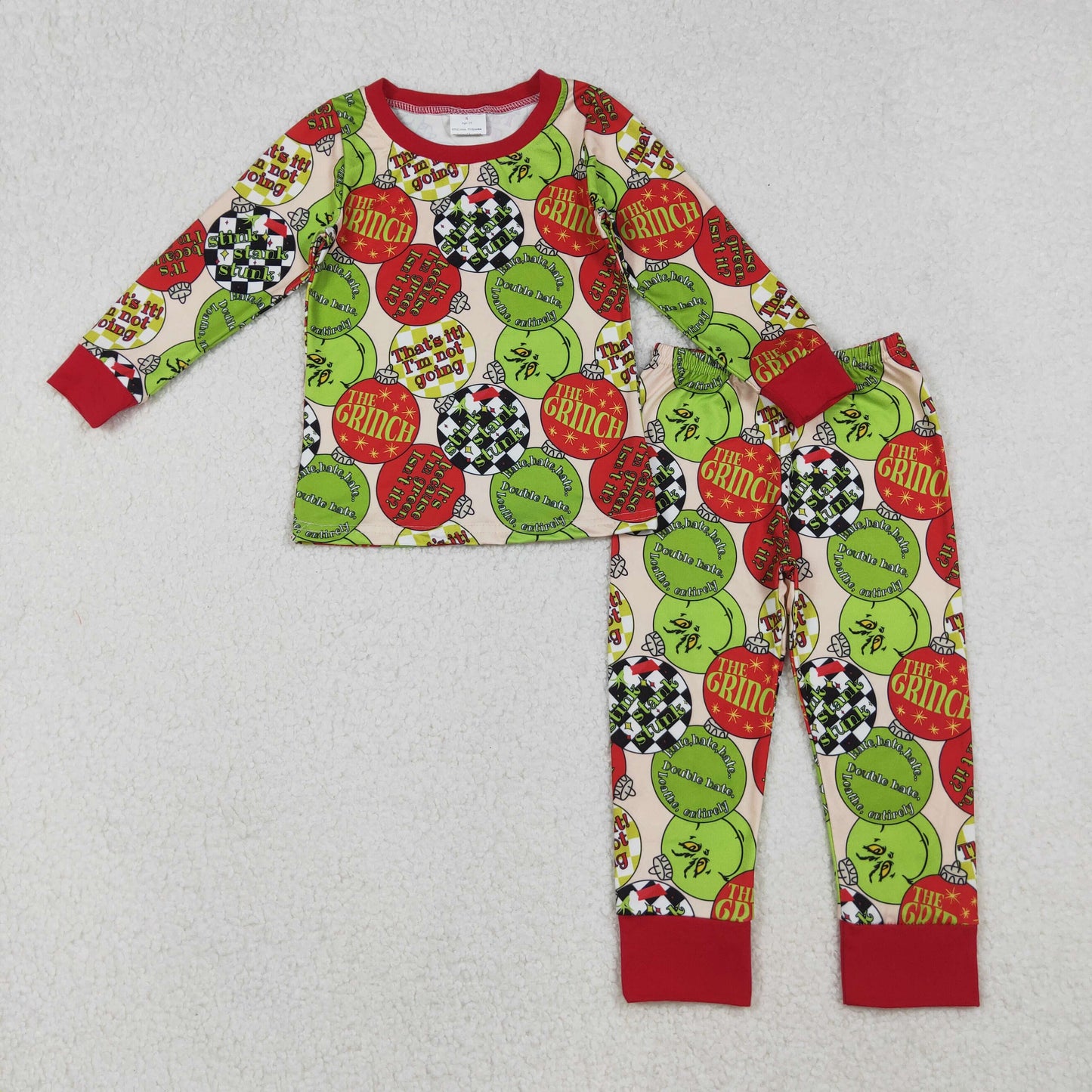 BLP1282 Holiday Lights Green Frog Print Kids Christmas Pajamas Clothes Set