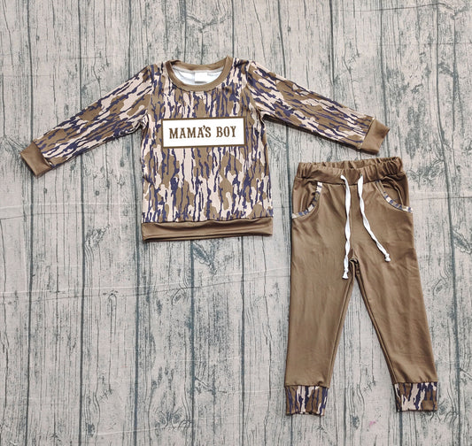 (Pre-order)BLP1334 MAMA'S BOY Camo Top Pockets Pants Boys Clothes Set
