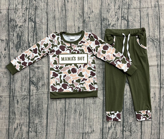 (Pre-order)BLP1338 MAMA'S BOY Khaki Camo Top Pockets Pants Boys Clothes Set