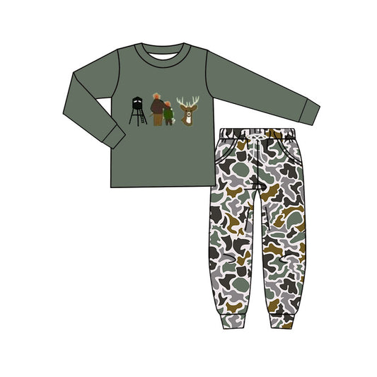 (Pre-order)BLP1352 Go Hunting Top Camo Pants Boys Clothes Set