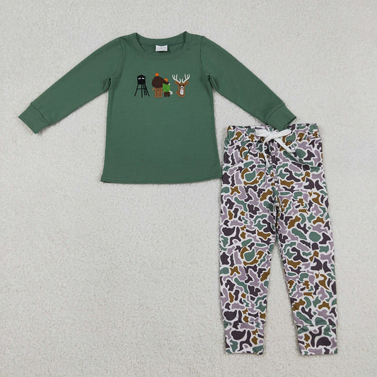 BLP1352 Go Hunting Embroidery Top Camo Pants Boys Clothes Set