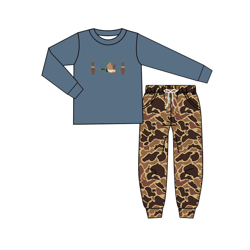 (Pre-order)BLP1353 Duck Call Top Camo Pants Boys Clothes Set