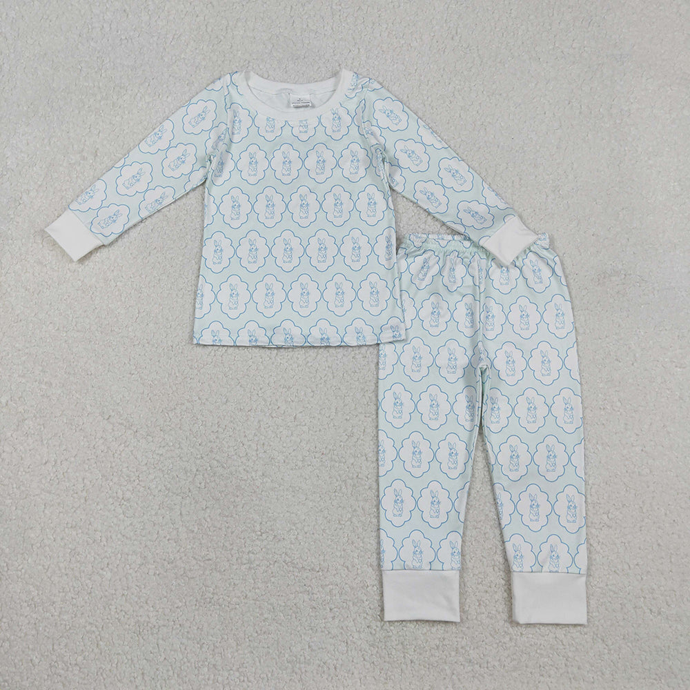 Bunny Print Kids Easter Pajamas Clothes Sibling Wear