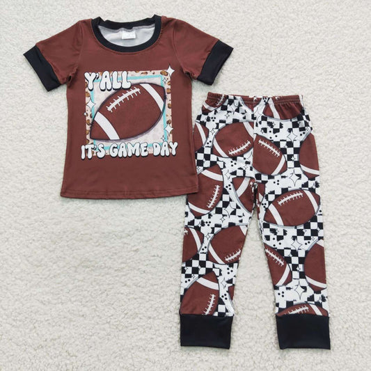 BSPO0059 Y'ALL IT'S GAME DAY boys football print outfit