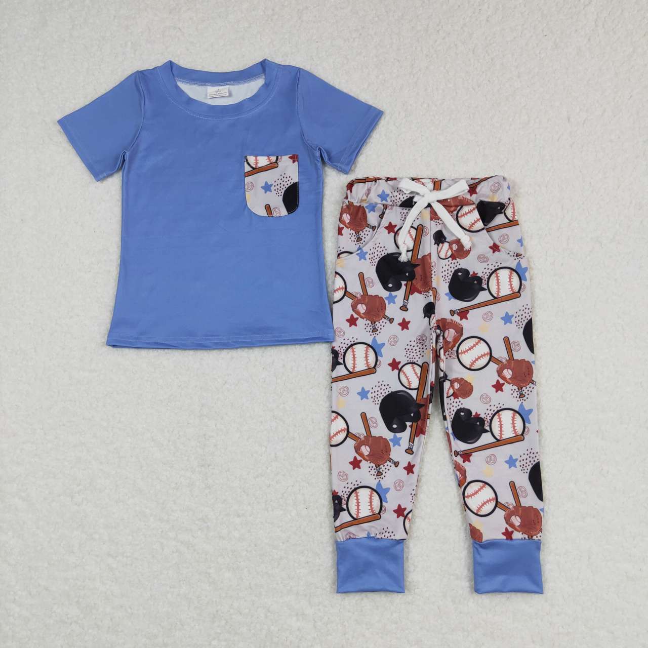 3 Colors Baseball Print Boys Clothes Set