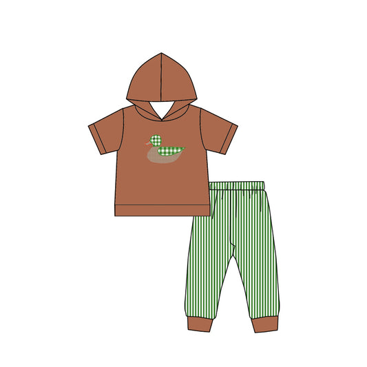 (Pre-order)BSPO0179 Brown Duck Top Boys Hoodie Clothes Set