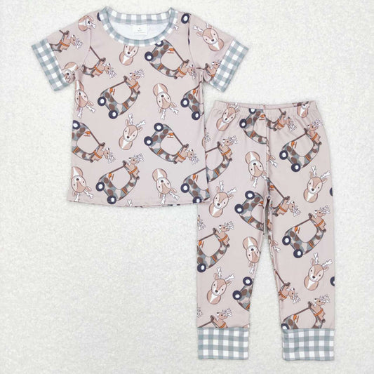 BSPO0242 Camo Truck Deer Boys Pajamas Clothes Set
