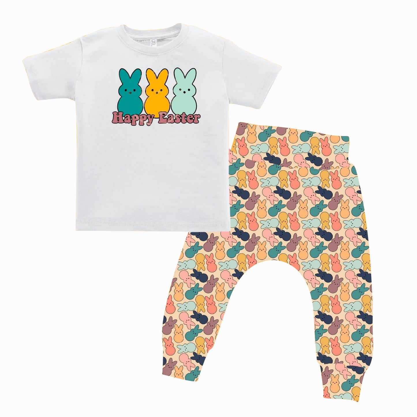 (Pre-order)BSPO0266 Happy Easter Bunny Print Boys Clothes Set