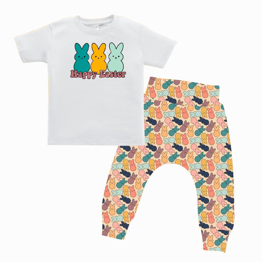 (Pre-order)BSPO0266 Happy Easter Bunny Print Boys Clothes Set