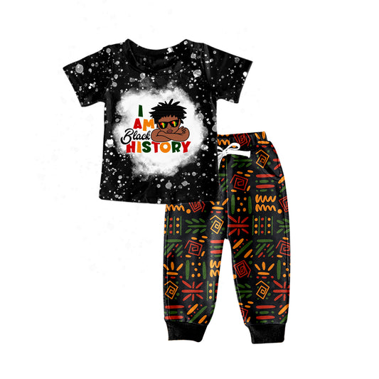 (Pre-order)BSPO0294  Black History Print Boys Cothes Set