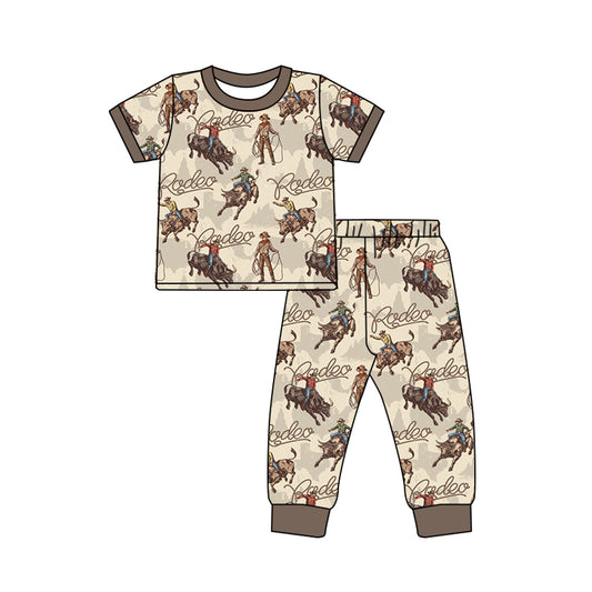 (Pre-order)BSPO0298 Rodeo Print Boys Western Pajamas Clothes Set