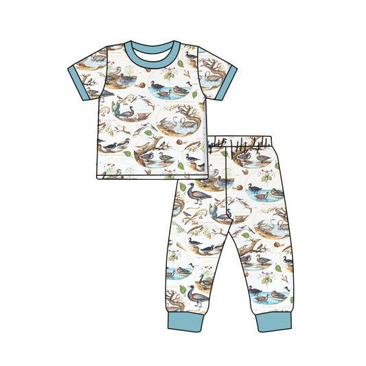 (Pre-order)BSPO0345  Duck Print Boys Pajamas Clothes Set