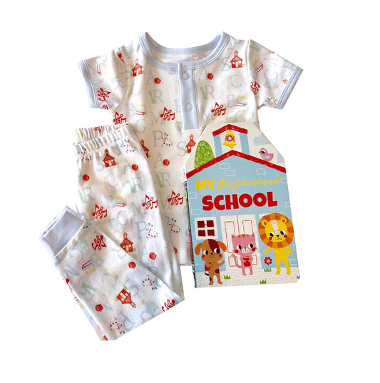(Pre-order)BSPO0350  ABC School Print Boys Back to School Pajamas Clothes Set