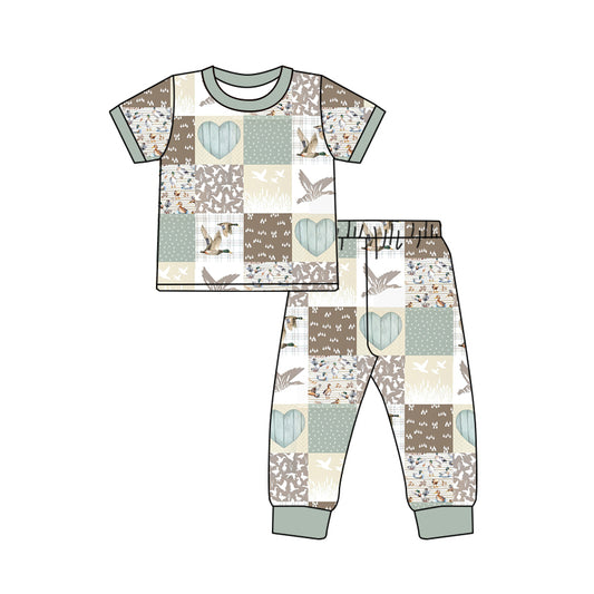 (Pre-order)BSPO0352  Duck Print Boys Pajamas Clothes Set