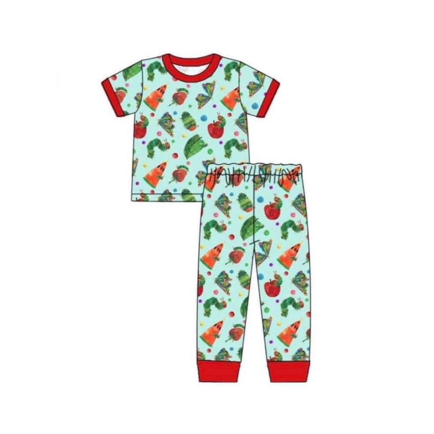 (Pre-order)BSPO0357 Caterpillar Print Boys Pajamas Clothes Set